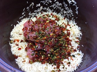 Рис с мясом индейки в мультиварке